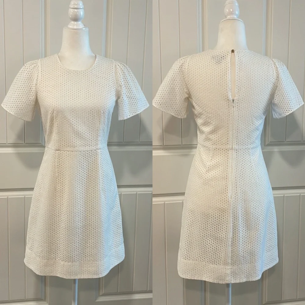 J. Crew Flutter Sleeve Eyelet Dress - Picture 2 of 14